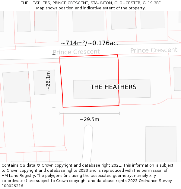 THE HEATHERS, PRINCE CRESCENT, STAUNTON, GLOUCESTER, GL19 3RF: Plot and title map