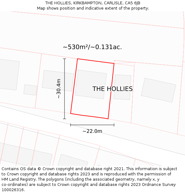 THE HOLLIES, KIRKBAMPTON, CARLISLE, CA5 6JB: Plot and title map