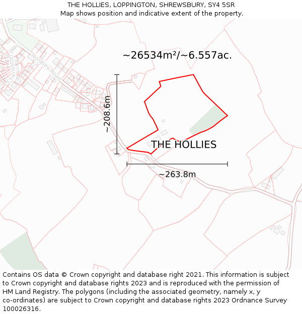 THE HOLLIES, LOPPINGTON, SHREWSBURY, SY4 5SR: Plot and title map