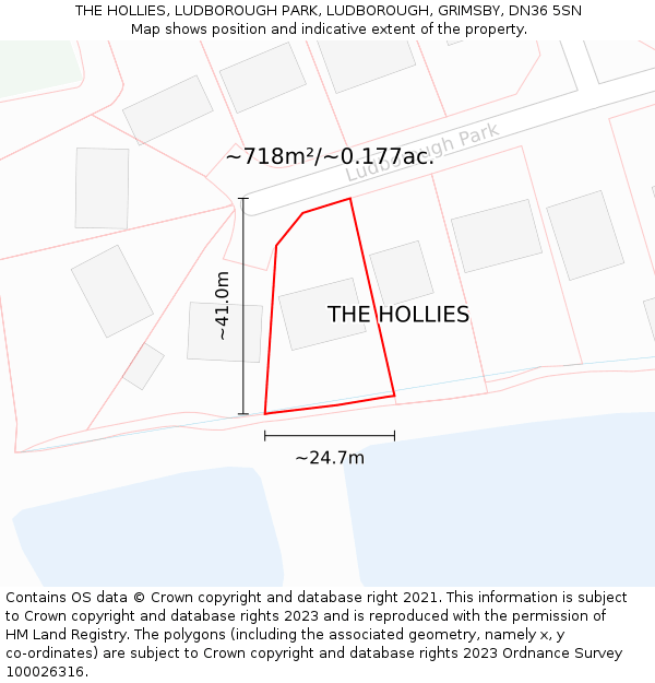 THE HOLLIES, LUDBOROUGH PARK, LUDBOROUGH, GRIMSBY, DN36 5SN: Plot and title map