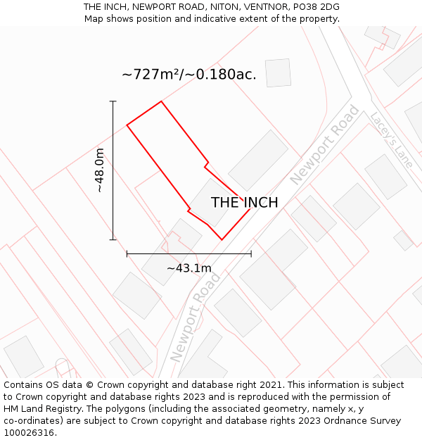 THE INCH, NEWPORT ROAD, NITON, VENTNOR, PO38 2DG: Plot and title map