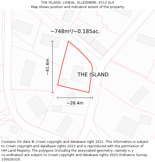 THE ISLAND, LYNEAL, ELLESMERE, SY12 0LG: Plot and title map