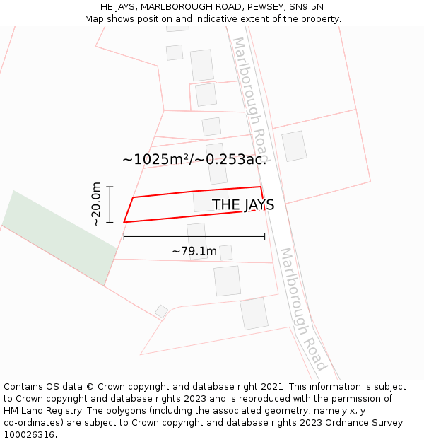 THE JAYS, MARLBOROUGH ROAD, PEWSEY, SN9 5NT: Plot and title map