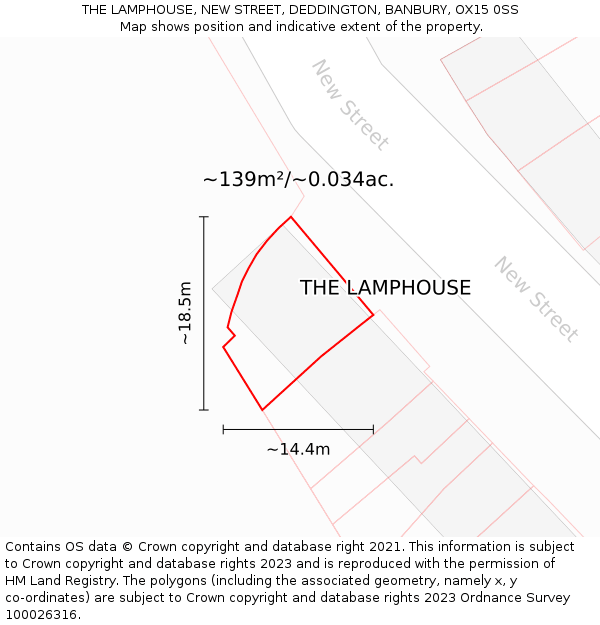 THE LAMPHOUSE, NEW STREET, DEDDINGTON, BANBURY, OX15 0SS: Plot and title map