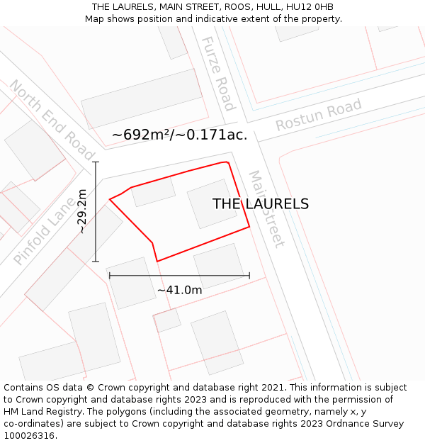 THE LAURELS, MAIN STREET, ROOS, HULL, HU12 0HB: Plot and title map