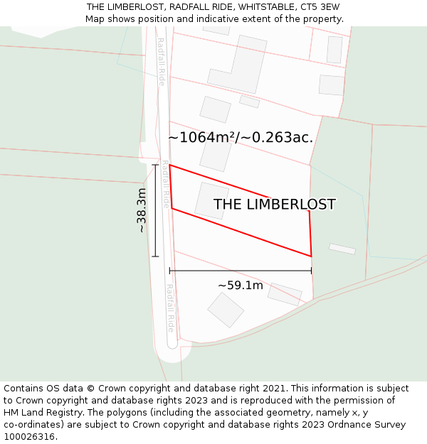 THE LIMBERLOST, RADFALL RIDE, WHITSTABLE, CT5 3EW: Plot and title map