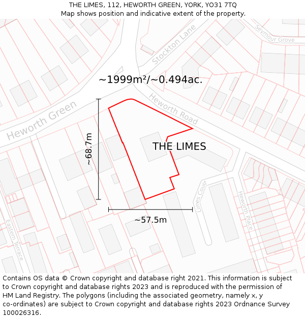 THE LIMES, 112, HEWORTH GREEN, YORK, YO31 7TQ: Plot and title map