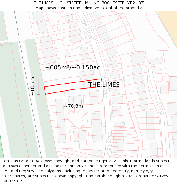 THE LIMES, HIGH STREET, HALLING, ROCHESTER, ME2 1BZ: Plot and title map