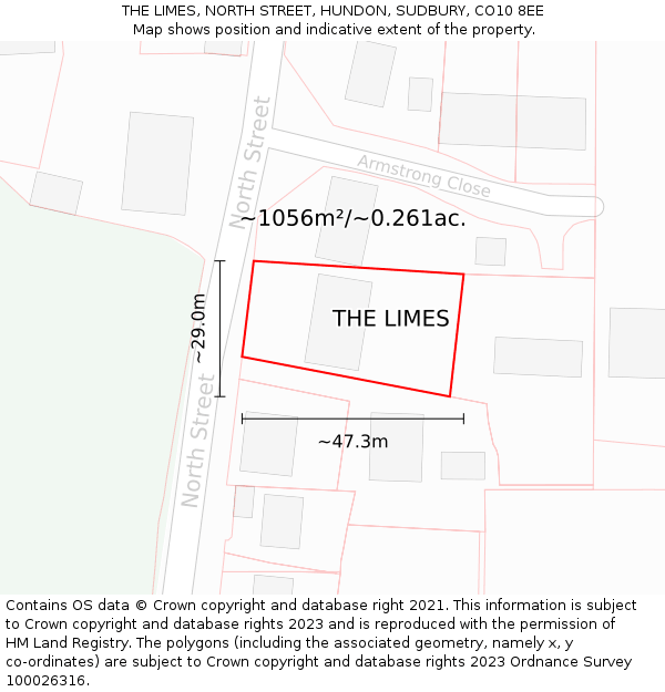 THE LIMES, NORTH STREET, HUNDON, SUDBURY, CO10 8EE: Plot and title map