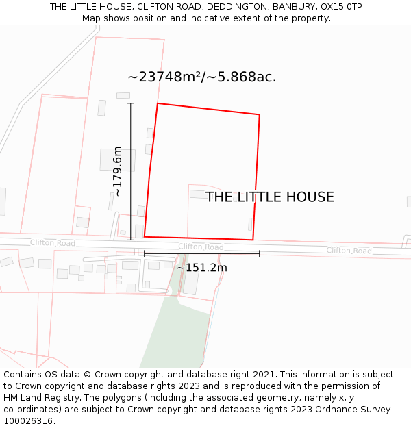 THE LITTLE HOUSE, CLIFTON ROAD, DEDDINGTON, BANBURY, OX15 0TP: Plot and title map