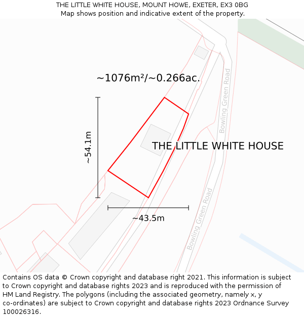 THE LITTLE WHITE HOUSE, MOUNT HOWE, EXETER, EX3 0BG: Plot and title map