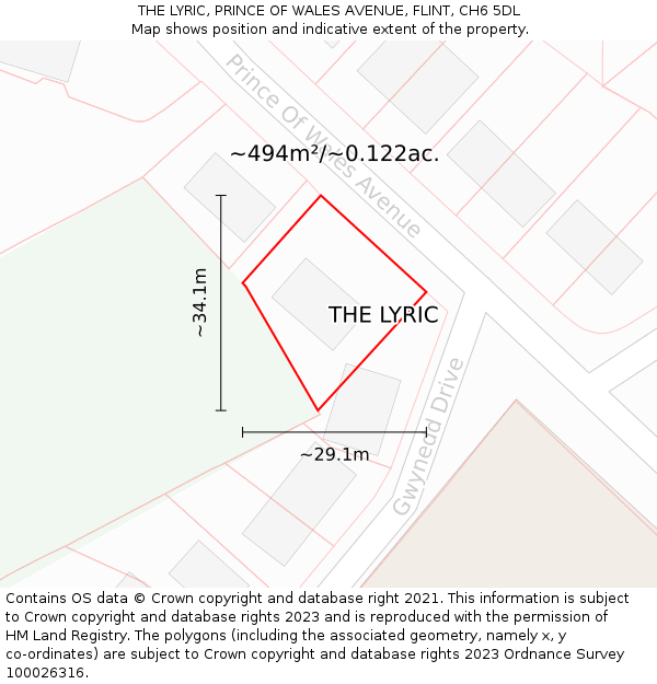 THE LYRIC, PRINCE OF WALES AVENUE, FLINT, CH6 5DL: Plot and title map