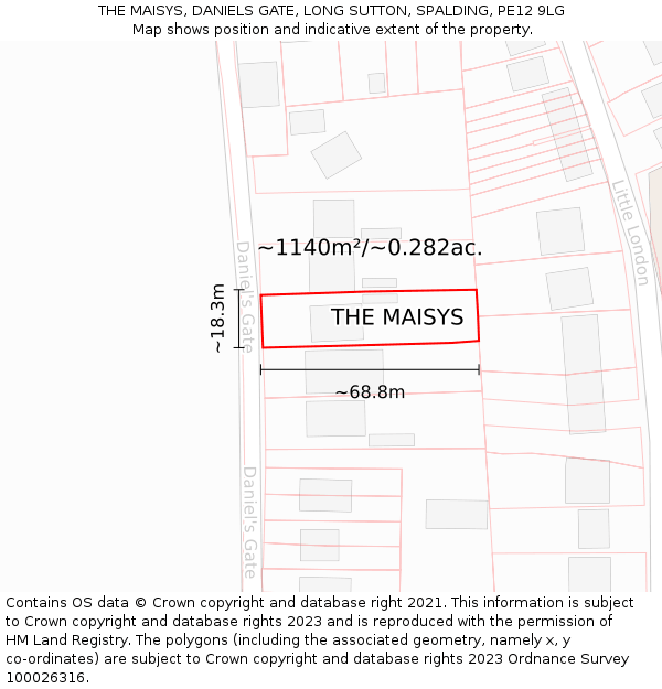 THE MAISYS, DANIELS GATE, LONG SUTTON, SPALDING, PE12 9LG: Plot and title map