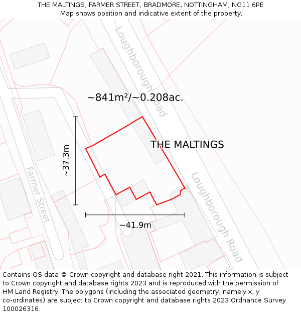 THE MALTINGS, FARMER STREET, BRADMORE, NOTTINGHAM, NG11 6PE: Plot and title map