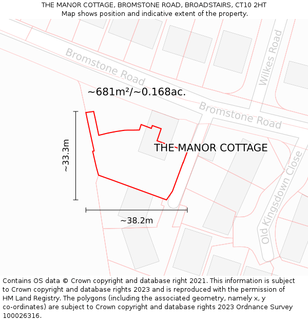 THE MANOR COTTAGE, BROMSTONE ROAD, BROADSTAIRS, CT10 2HT: Plot and title map