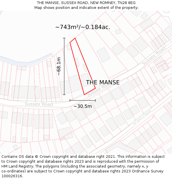 THE MANSE, SUSSEX ROAD, NEW ROMNEY, TN28 8EG: Plot and title map