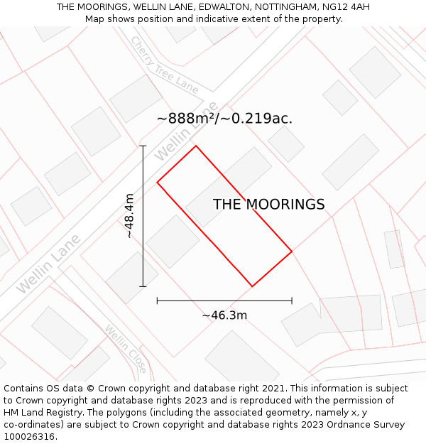 THE MOORINGS, WELLIN LANE, EDWALTON, NOTTINGHAM, NG12 4AH: Plot and title map