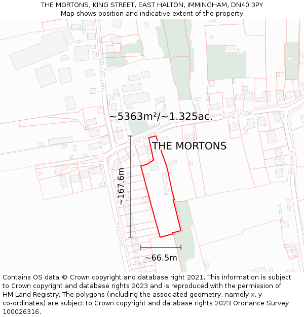 THE MORTONS, KING STREET, EAST HALTON, IMMINGHAM, DN40 3PY: Plot and title map