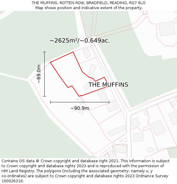 THE MUFFINS, ROTTEN ROW, BRADFIELD, READING, RG7 6LG: Plot and title map