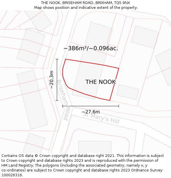 THE NOOK, BRISEHAM ROAD, BRIXHAM, TQ5 9NX: Plot and title map