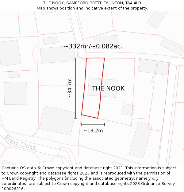 THE NOOK, SAMPFORD BRETT, TAUNTON, TA4 4LB: Plot and title map