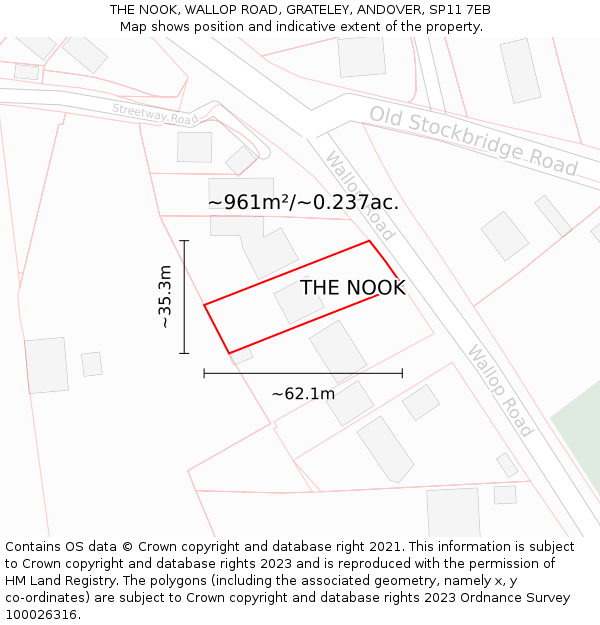 THE NOOK, WALLOP ROAD, GRATELEY, ANDOVER, SP11 7EB: Plot and title map