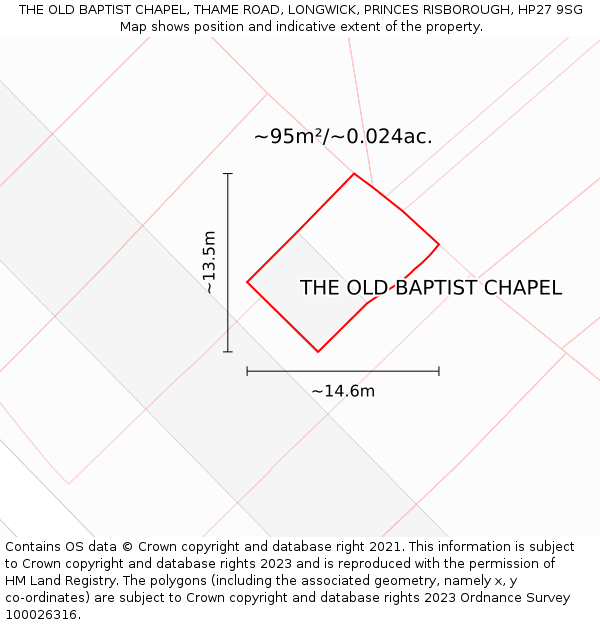 THE OLD BAPTIST CHAPEL, THAME ROAD, LONGWICK, PRINCES RISBOROUGH, HP27 9SG: Plot and title map