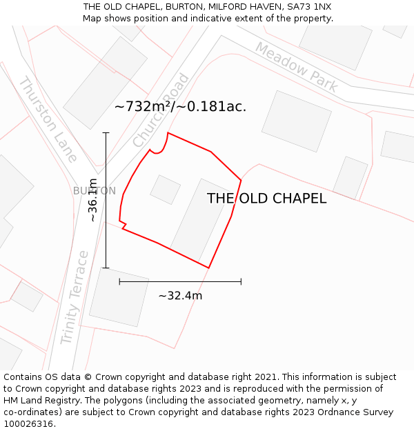 THE OLD CHAPEL, BURTON, MILFORD HAVEN, SA73 1NX: Plot and title map