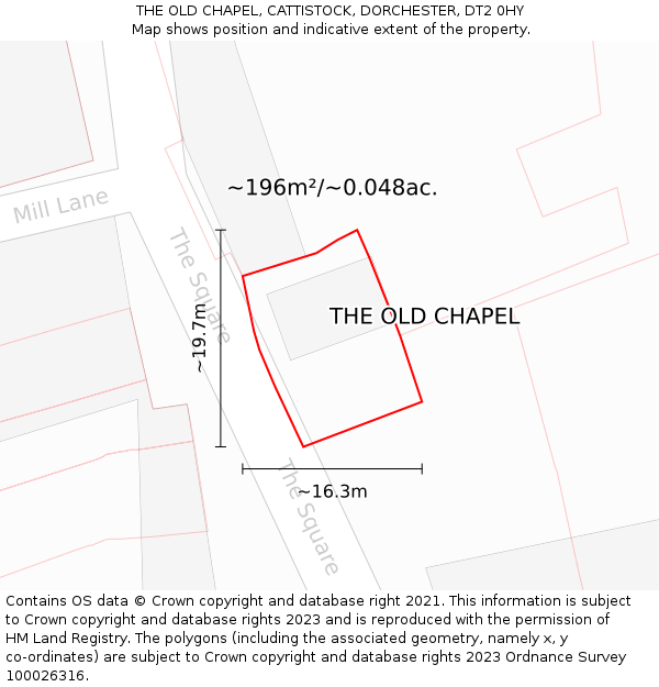 THE OLD CHAPEL, CATTISTOCK, DORCHESTER, DT2 0HY: Plot and title map