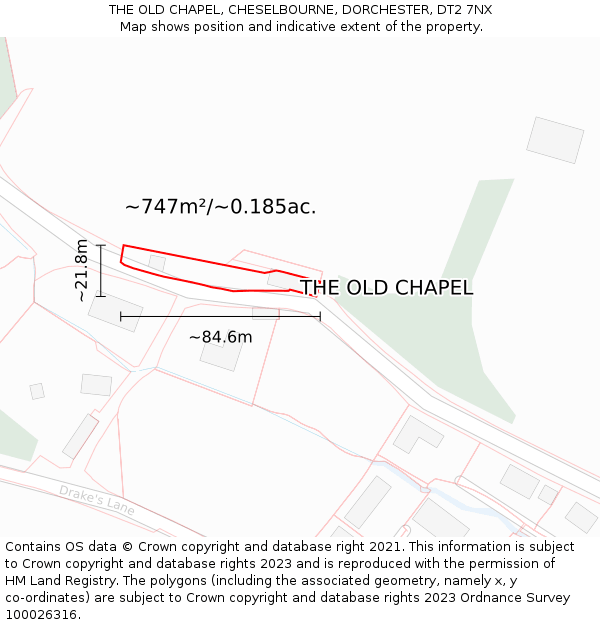 THE OLD CHAPEL, CHESELBOURNE, DORCHESTER, DT2 7NX: Plot and title map