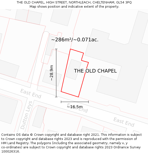 THE OLD CHAPEL, HIGH STREET, NORTHLEACH, CHELTENHAM, GL54 3PQ: Plot and title map