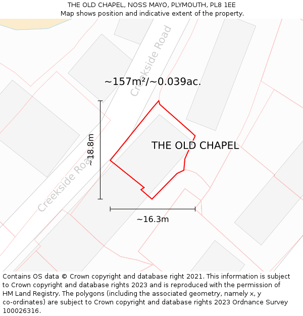 THE OLD CHAPEL, NOSS MAYO, PLYMOUTH, PL8 1EE: Plot and title map