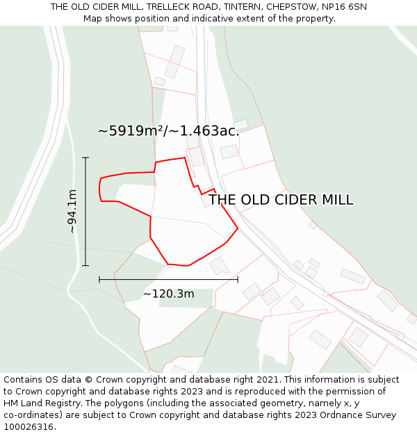 THE OLD CIDER MILL, TRELLECK ROAD, TINTERN, CHEPSTOW, NP16 6SN: Plot and title map