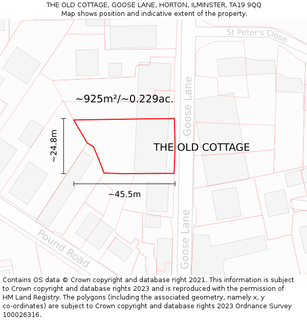 THE OLD COTTAGE, GOOSE LANE, HORTON, ILMINSTER, TA19 9QQ: Plot and title map