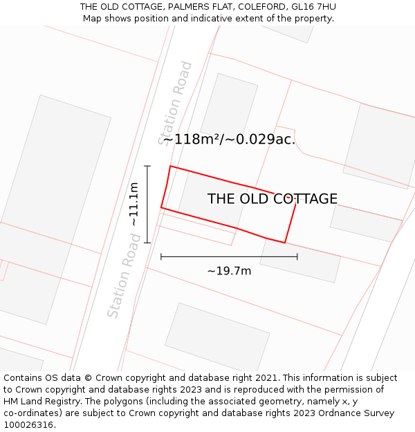 THE OLD COTTAGE, PALMERS FLAT, COLEFORD, GL16 7HU: Plot and title map