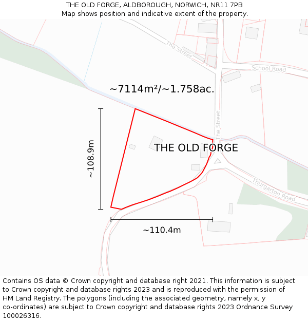 THE OLD FORGE, ALDBOROUGH, NORWICH, NR11 7PB: Plot and title map