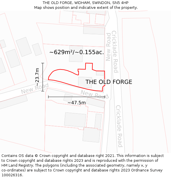 THE OLD FORGE, WIDHAM, SWINDON, SN5 4HP: Plot and title map