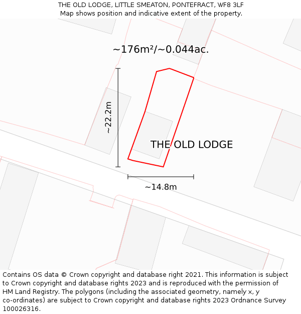 THE OLD LODGE, LITTLE SMEATON, PONTEFRACT, WF8 3LF: Plot and title map