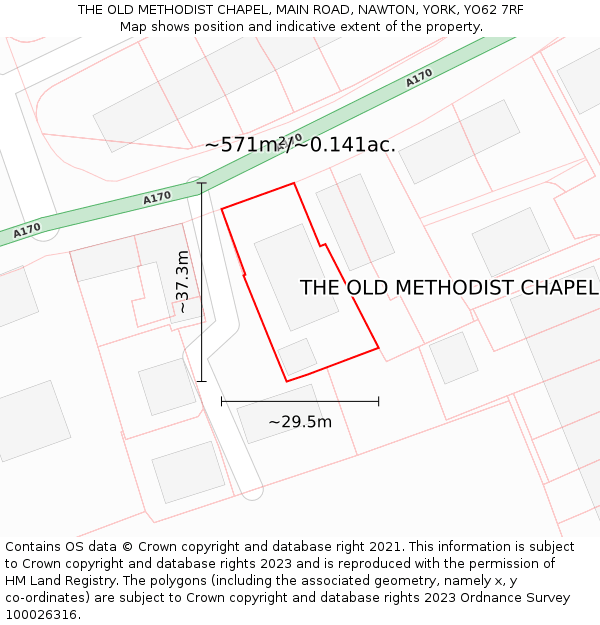 THE OLD METHODIST CHAPEL, MAIN ROAD, NAWTON, YORK, YO62 7RF: Plot and title map