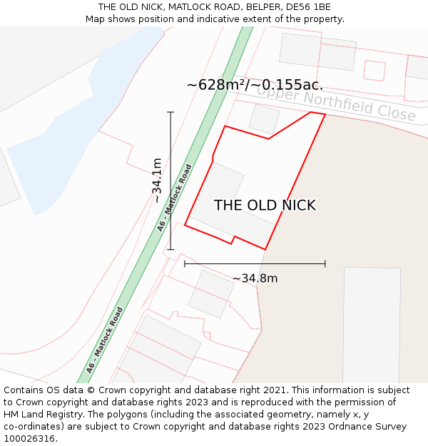 THE OLD NICK, MATLOCK ROAD, BELPER, DE56 1BE: Plot and title map