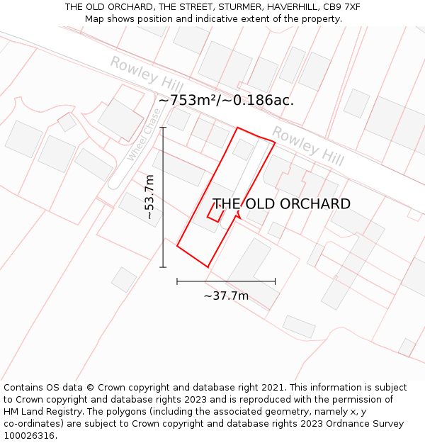 THE OLD ORCHARD, THE STREET, STURMER, HAVERHILL, CB9 7XF: Plot and title map