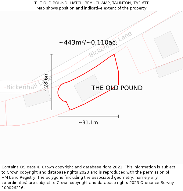 THE OLD POUND, HATCH BEAUCHAMP, TAUNTON, TA3 6TT: Plot and title map