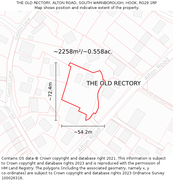 THE OLD RECTORY, ALTON ROAD, SOUTH WARNBOROUGH, HOOK, RG29 1RP: Plot and title map