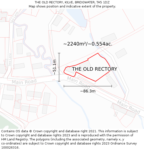 THE OLD RECTORY, KILVE, BRIDGWATER, TA5 1DZ: Plot and title map