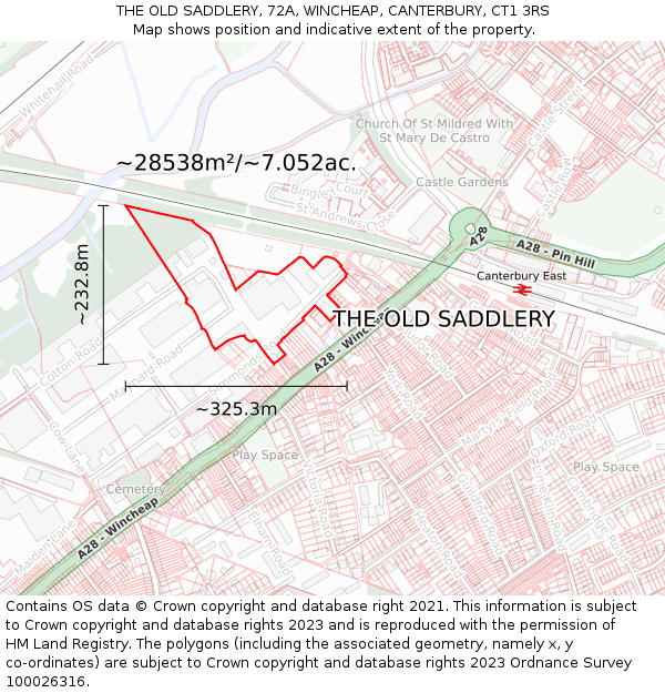 THE OLD SADDLERY, 72A, WINCHEAP, CANTERBURY, CT1 3RS: Plot and title map