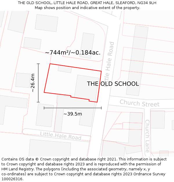 THE OLD SCHOOL, LITTLE HALE ROAD, GREAT HALE, SLEAFORD, NG34 9LH: Plot and title map