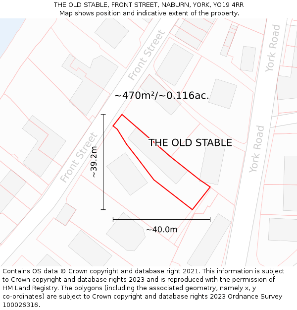 THE OLD STABLE, FRONT STREET, NABURN, YORK, YO19 4RR: Plot and title map