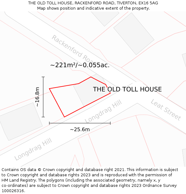 THE OLD TOLL HOUSE, RACKENFORD ROAD, TIVERTON, EX16 5AG: Plot and title map