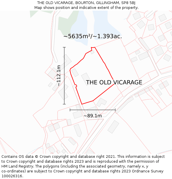 THE OLD VICARAGE, BOURTON, GILLINGHAM, SP8 5BJ: Plot and title map