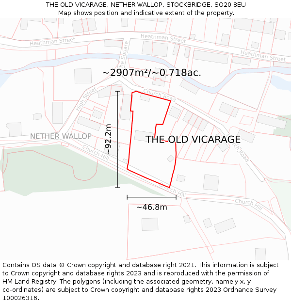 THE OLD VICARAGE, NETHER WALLOP, STOCKBRIDGE, SO20 8EU: Plot and title map